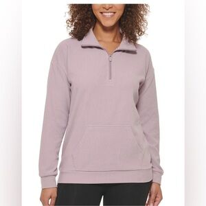 Marc New York Plus Ribbed Quarter Zip Pullover Pockets Purple XXL 2X